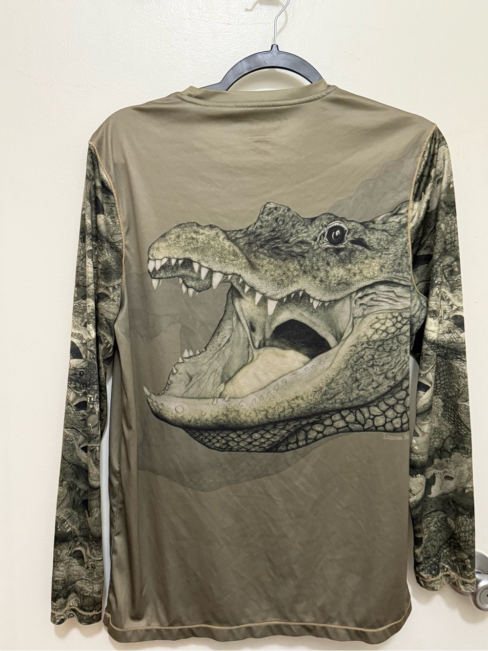Southern Legends Men’s Olive Gator Tec Material Long-Sleeve Top